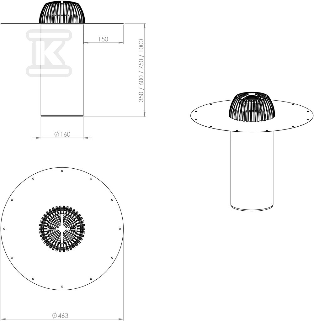 Roof drain made of acid-resistant - 391031